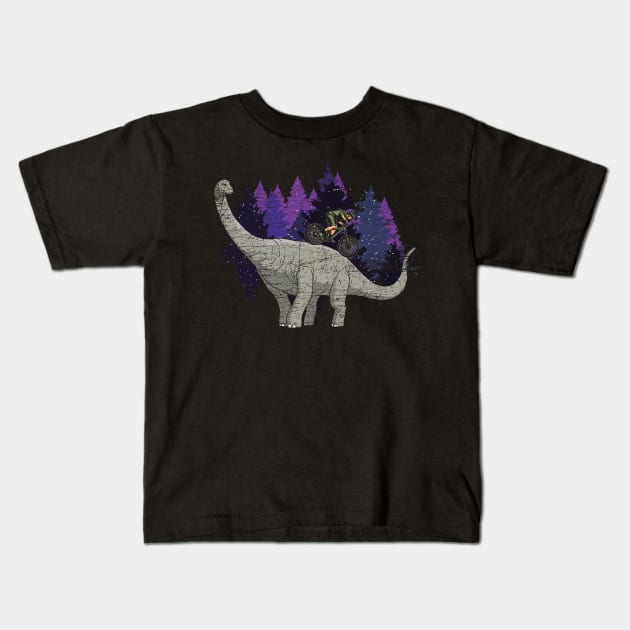 Dino Bike Grunge Kids T-Shirt by ShirtsShirtsndmoreShirts